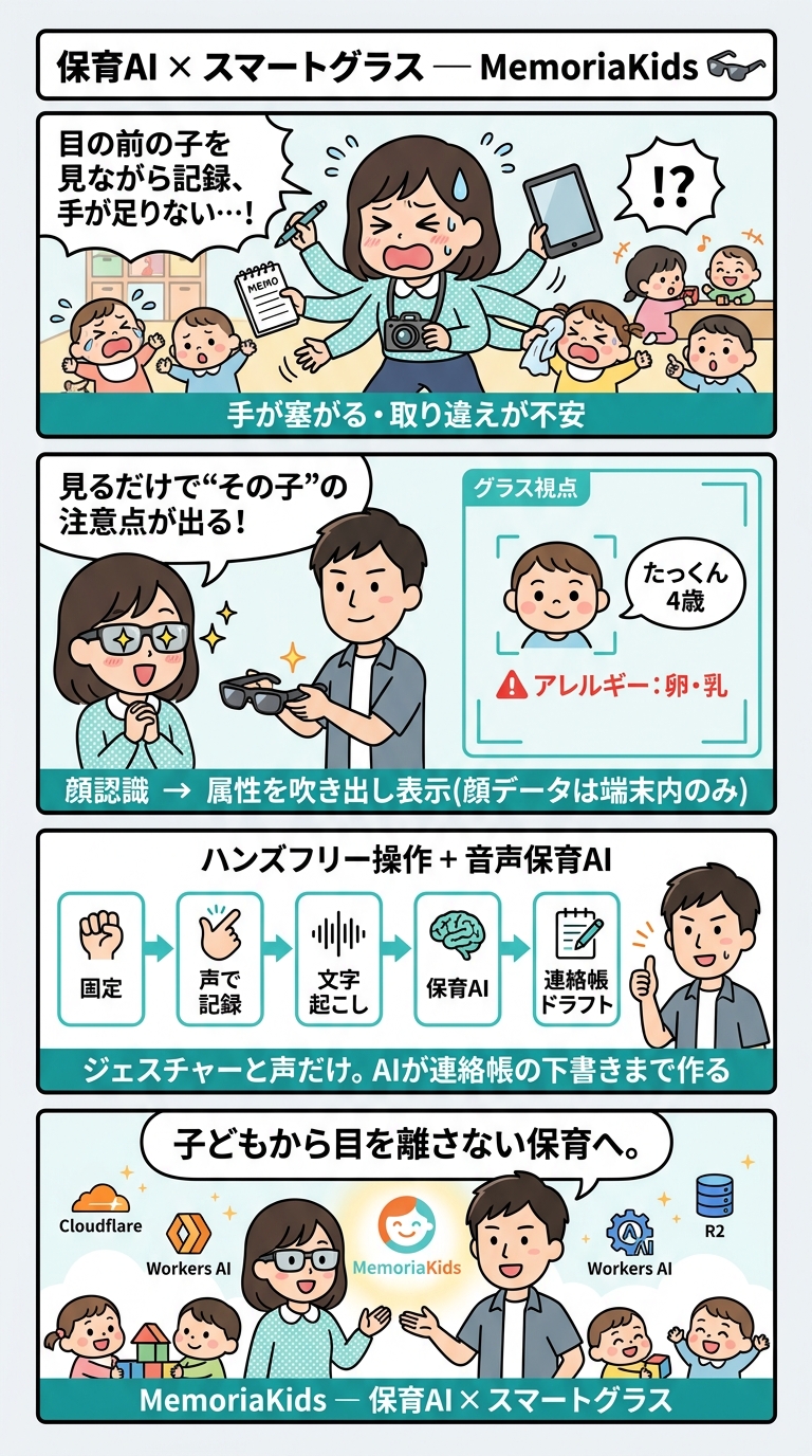 保育AI × スマートグラスの紹介漫画